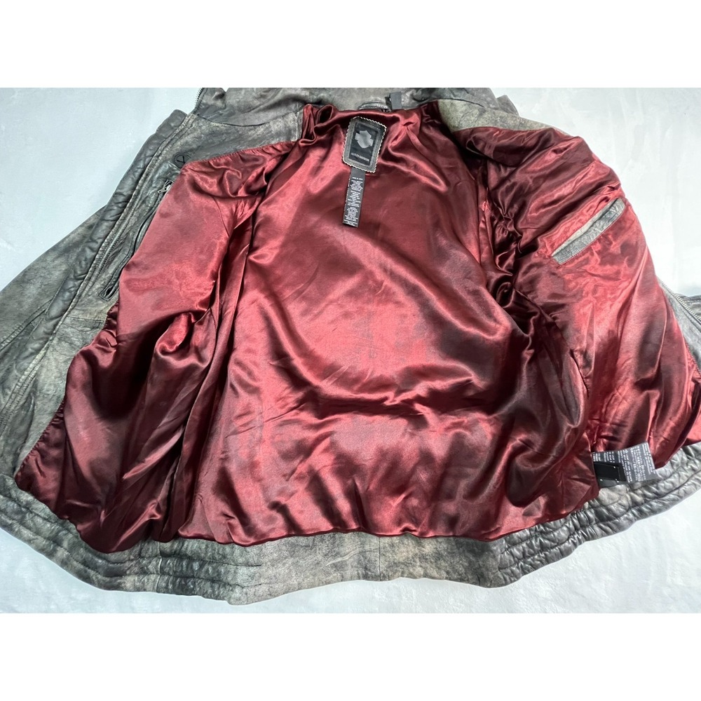 Harley Davidson Mens‎ XL Jacket Distressed Lambskin Gray 97131-16VM - Picture 12 of 16